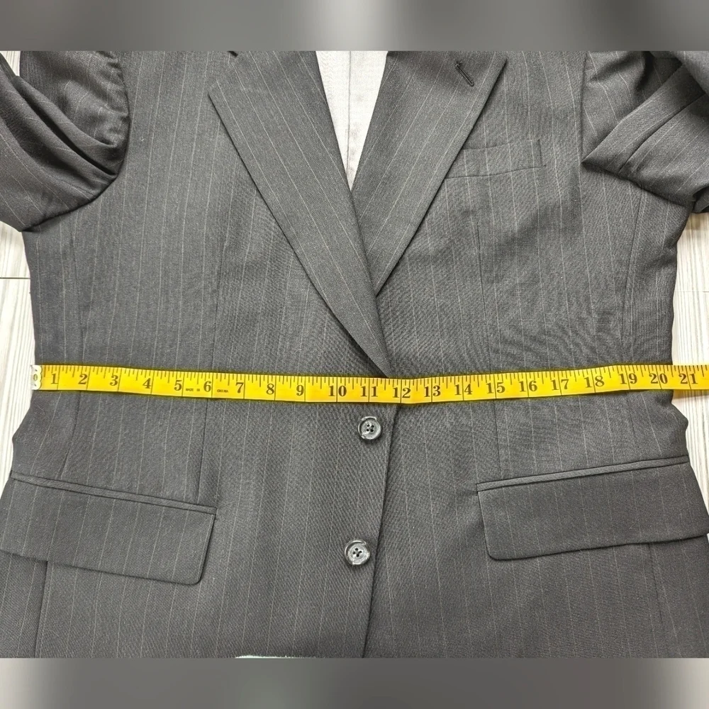 Givenchy Oversized Pinstripe Suit Blazer Jacket in Black and Tan Size 14
